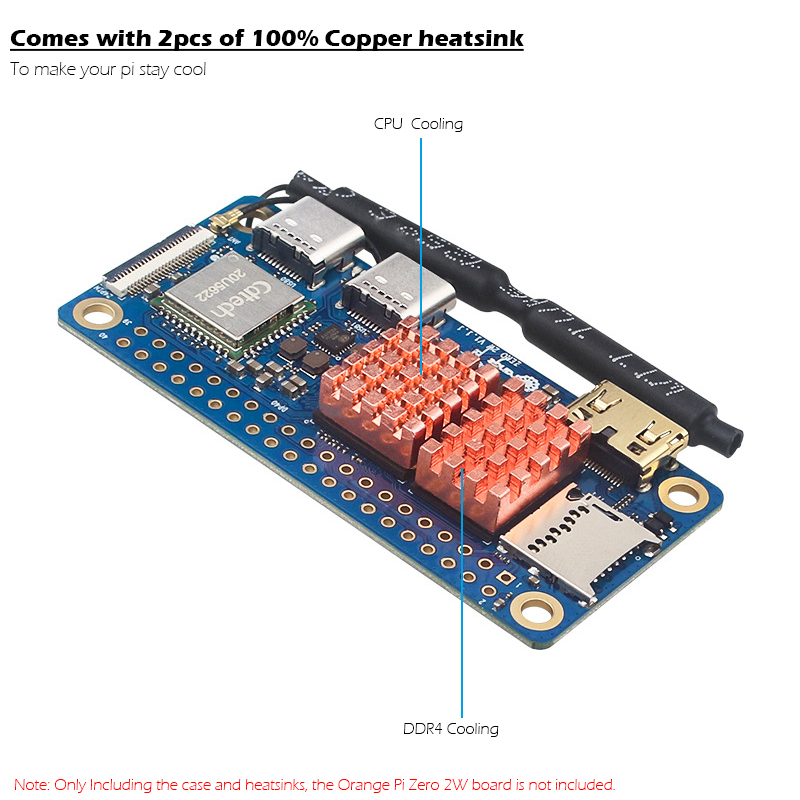 2Pcs Orange Pi Zero 2W Copper  - Pi Cooler review and price