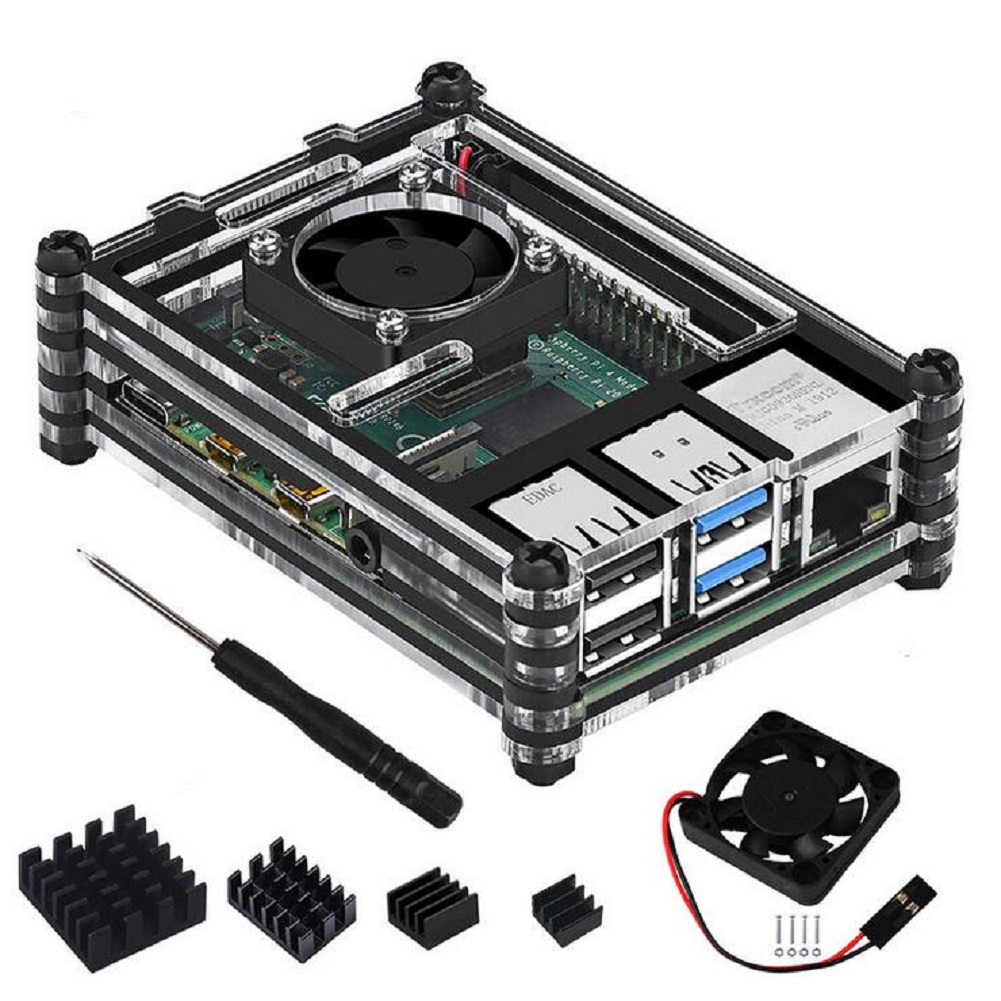 Clear 9 Layers Case with Cooli - Pi 4 Case review and price